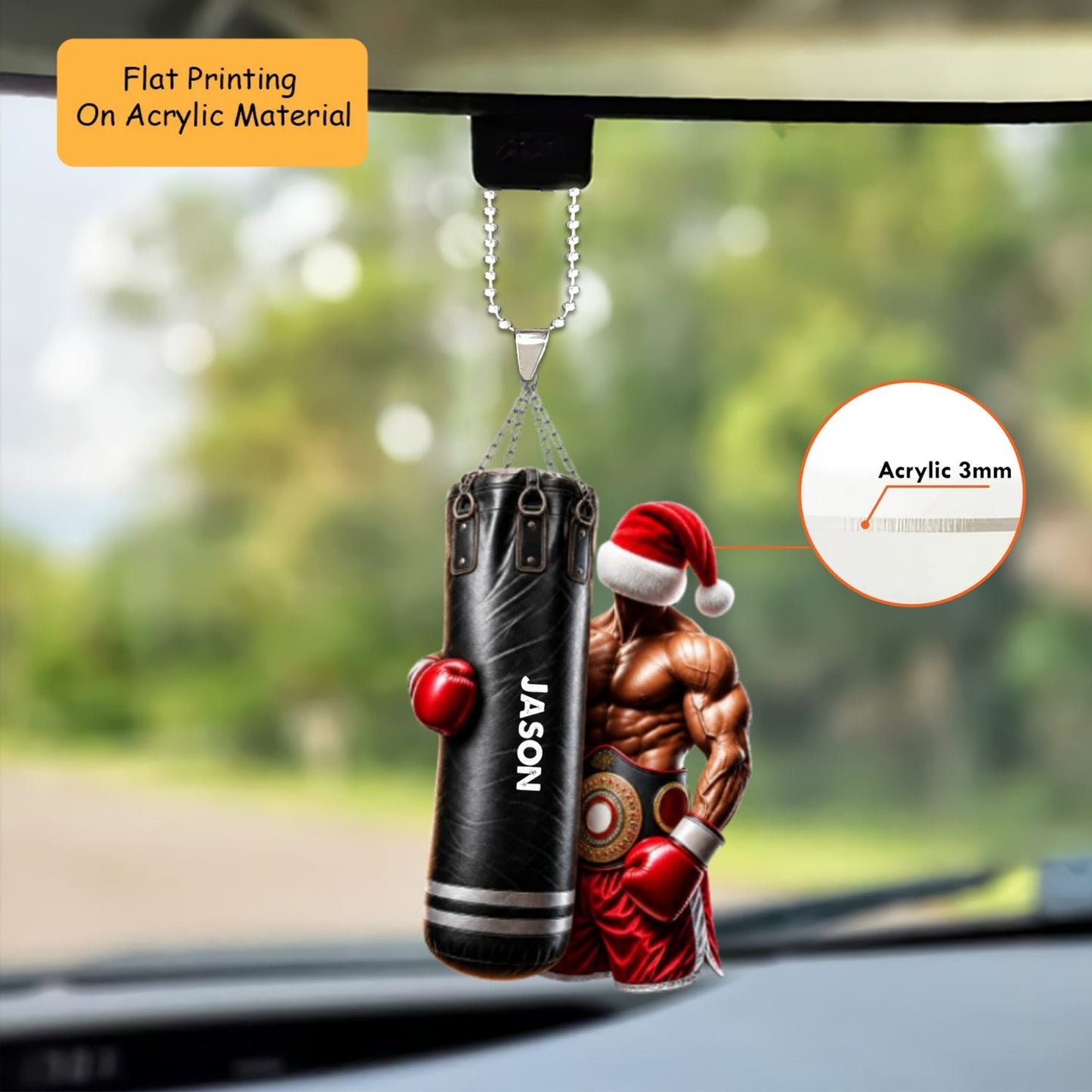 Personalized Christmas Boxing Ornament, Boxing Player Christmas, Custom Ornament Christmas Gift, Keychain Christmas, Car Ornament Christmas