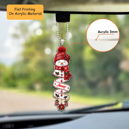 Personalized Snowman Christmas Ornament, Cute Spiral Snowman Face, Custom Ornament Christmas Gift, Keychain Christmas, Car Christmas Ornament