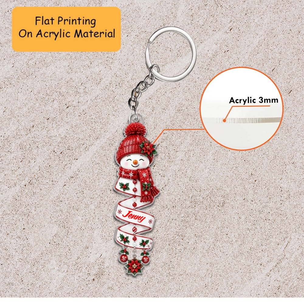 Personalized Snowman Christmas Ornament, Cute Spiral Snowman Face, Custom Ornament Christmas Gift, Keychain Christmas, Car Christmas Ornament