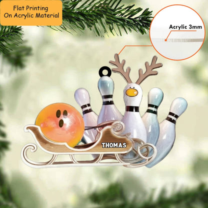 Personalized Bowling Ornament – Custom Name Christmas Gift for Bowlers, Unique Bowling Ball & Tree Decoration