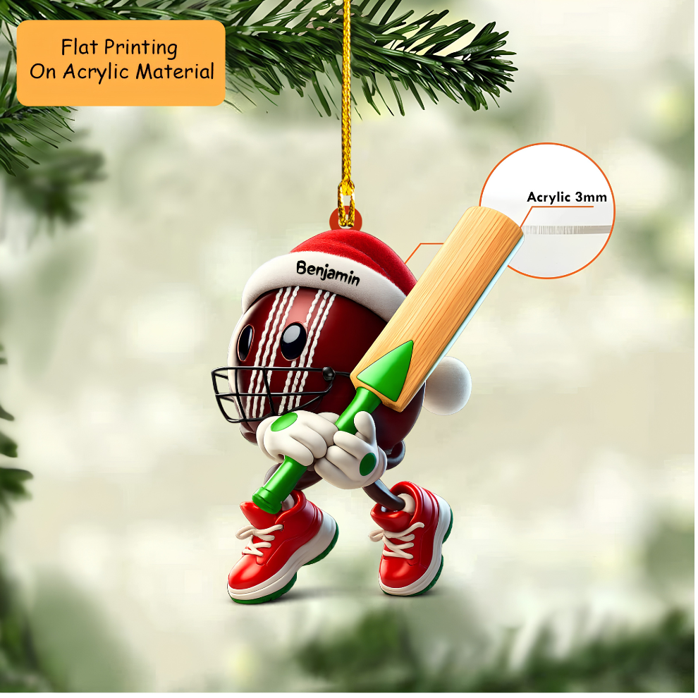 Personalized Cricket Christmas Ornament, Christmas Cricket Ball, Custom Ornament Christmas Gift, Keychain Cricket, Car Ornament Cricket