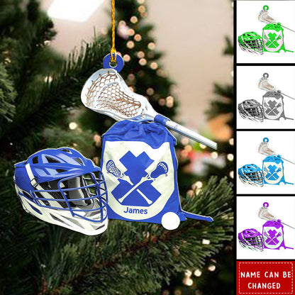 Personalized Lacrosse Bag Helmet Stick Flat Acrylic Ornament, Ornament Gifts For Son, Grandson, Daughter, Lacrosse Player