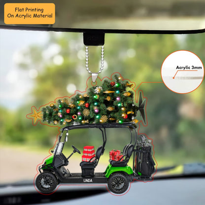 Personalized Golf  Cart  Family Acrylic Ornament, Golf Keychain, Car Ornament, Christmas Ornament Gifts