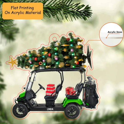 Personalized Golf  Cart  Family Acrylic Ornament, Golf Keychain, Car Ornament, Christmas Ornament Gifts