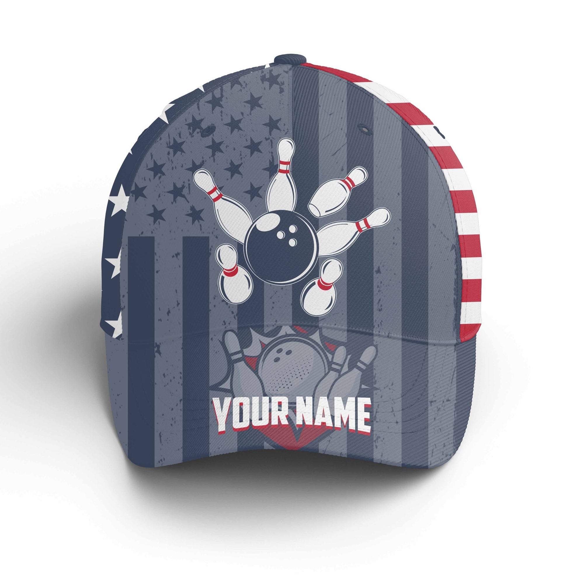 Customized Bowling Classic Cap, American Flag Strike Bowling Hat For Men Women, Bowlers, Team League, Bowling Lover