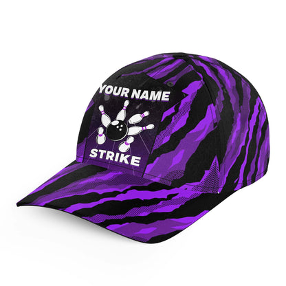 Customized Bowling Classic Cap, Camo Pattern Strike Bowling Hat For Men Women, Bowlers, Team League