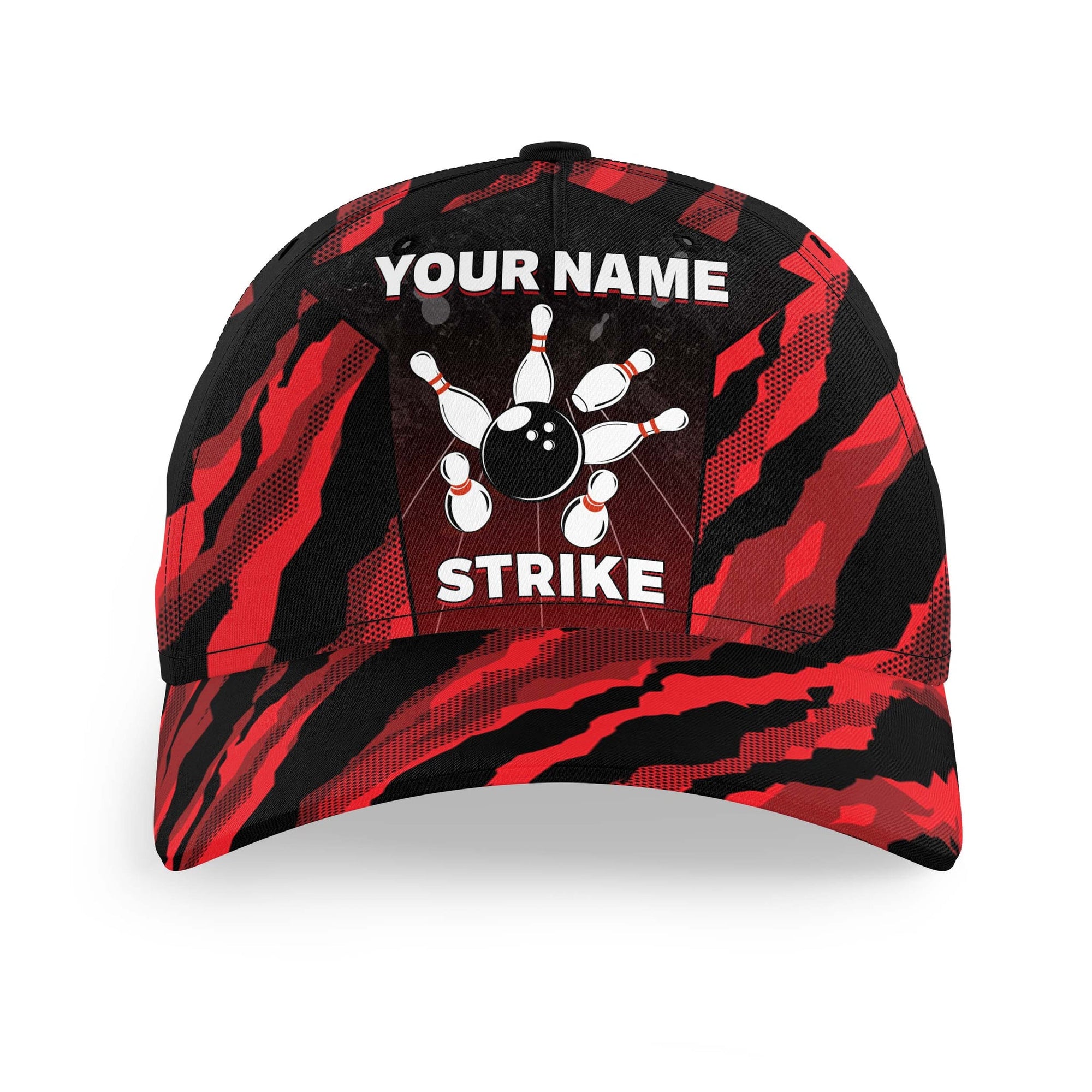 Customized Bowling Classic Cap, Camo Pattern Strike Bowling Hat For Men Women, Bowlers, Team League