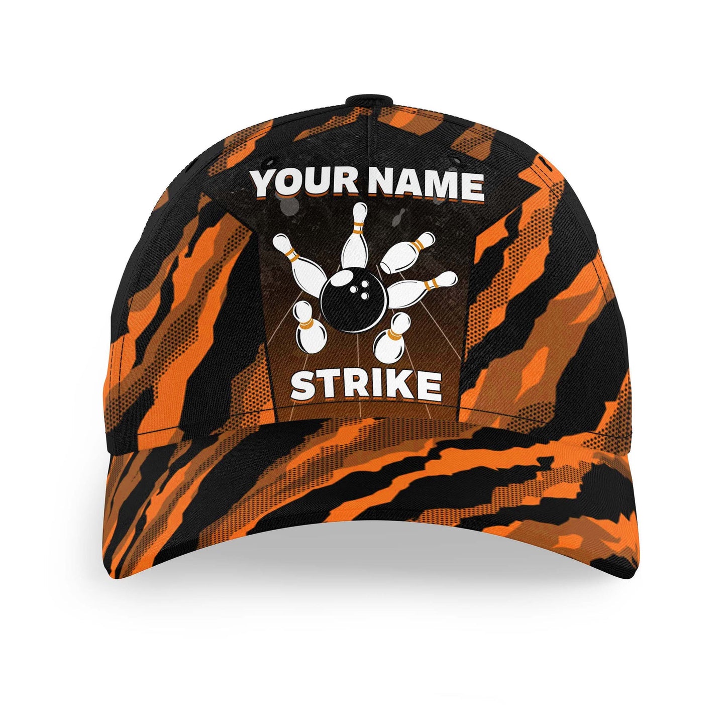 Customized Bowling Classic Cap, Camo Pattern Strike Bowling Hat For Men Women, Bowlers, Team League