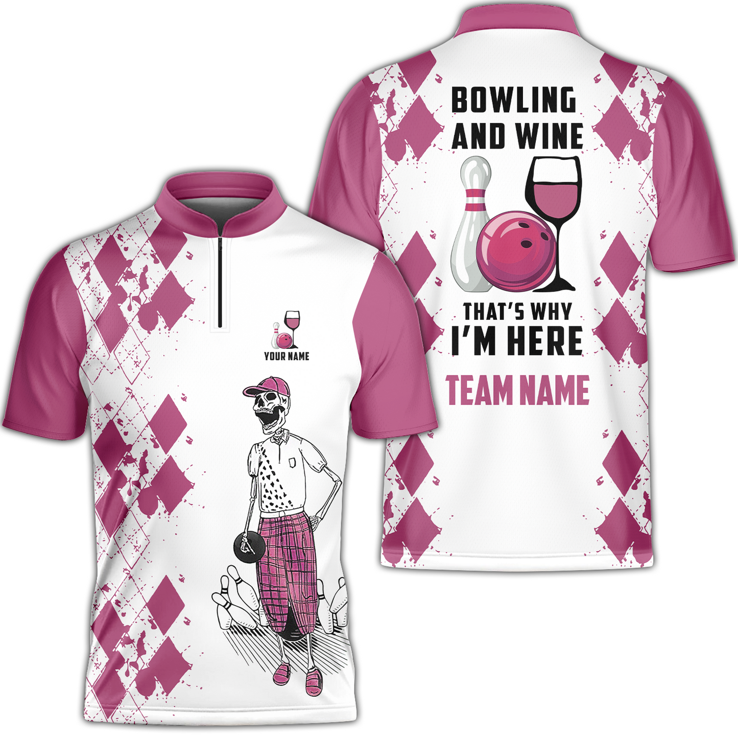 Custom Beer Skull And Bowling Team Jersey Polo Shirts, Bowling Team Uniforms Jerseys, Personalized Name And Team Name