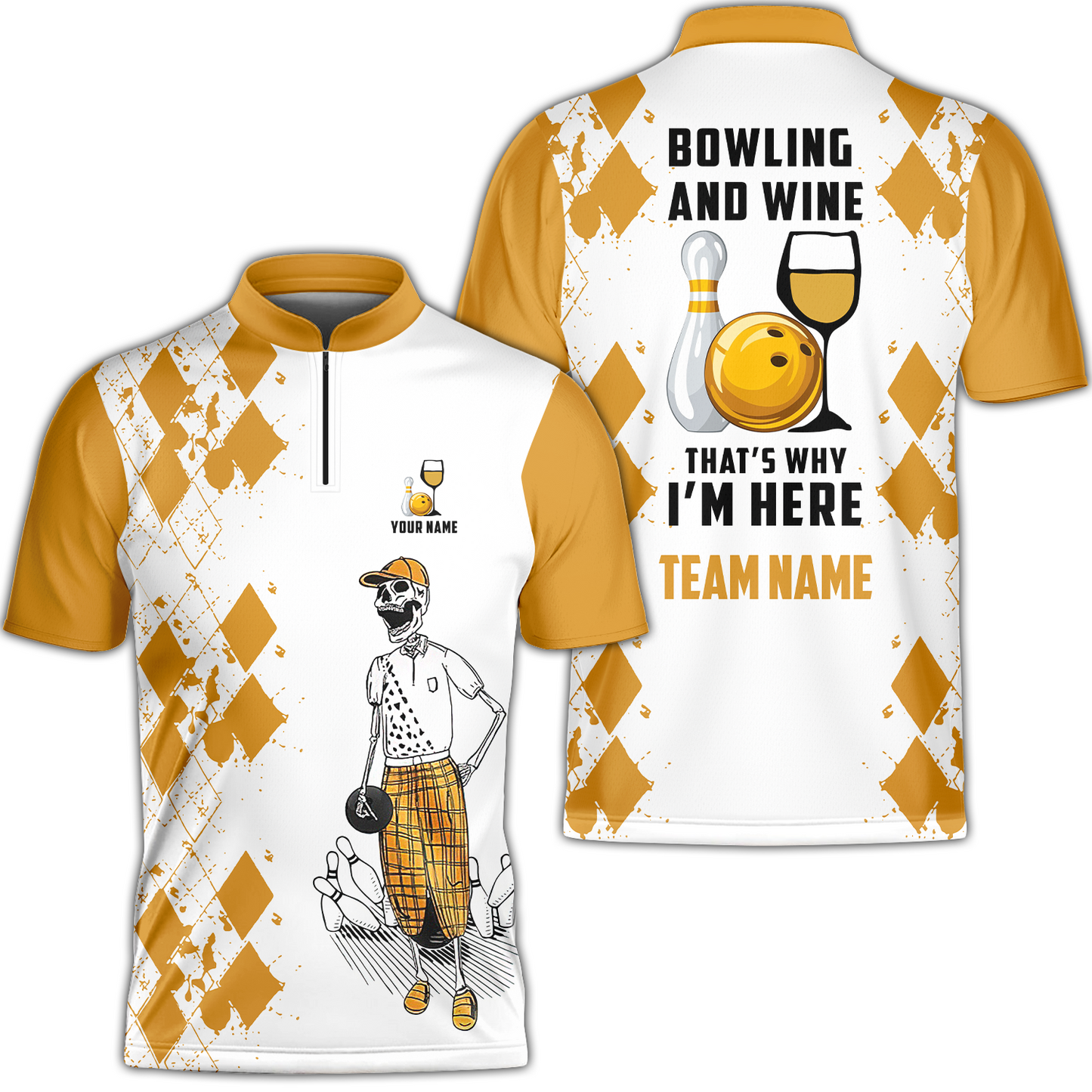 Custom Beer Skull And Bowling Team Jersey Polo Shirts, Bowling Team Uniforms Jerseys, Personalized Name And Team Name