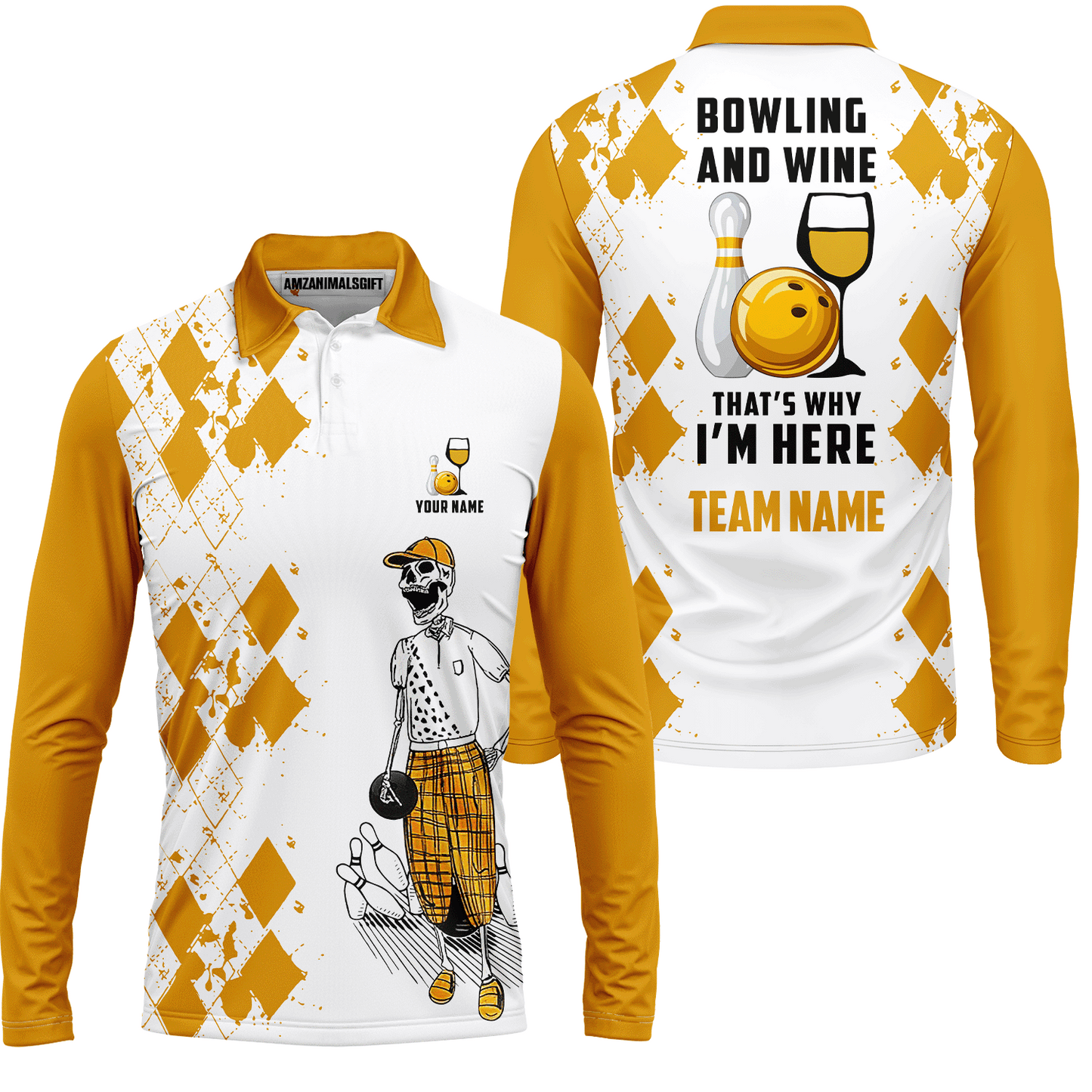 Custom Beer Skull And Bowling Team Jersey Polo Shirts, Bowling Team Uniforms Jerseys, Personalized Name And Team Name