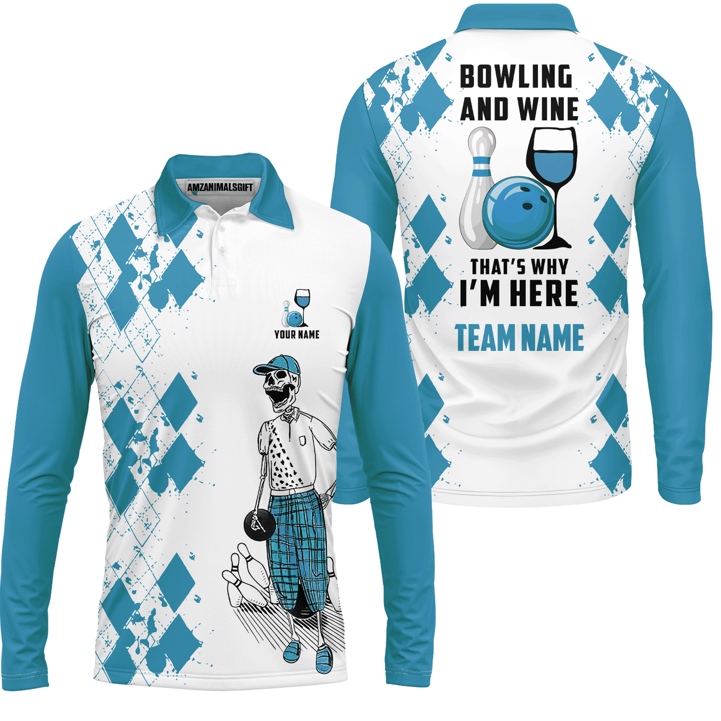 Custom Beer Skull And Bowling Team Jersey Polo Shirts, Bowling Team Uniforms Jerseys, Personalized Name And Team Name