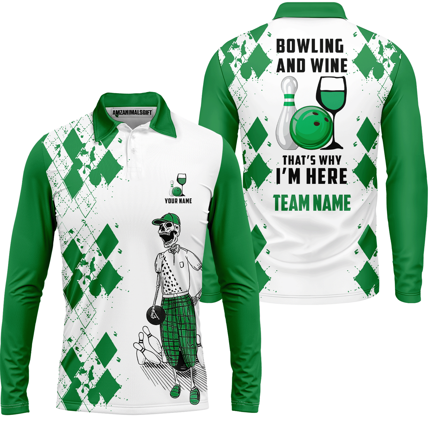 Custom Beer Skull And Bowling Team Jersey Polo Shirts, Bowling Team Uniforms Jerseys, Personalized Name And Team Name