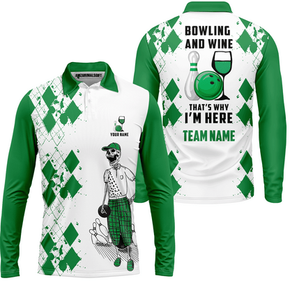 Custom Beer Skull And Bowling Team Jersey Polo Shirts, Bowling Team Uniforms Jerseys, Personalized Name And Team Name