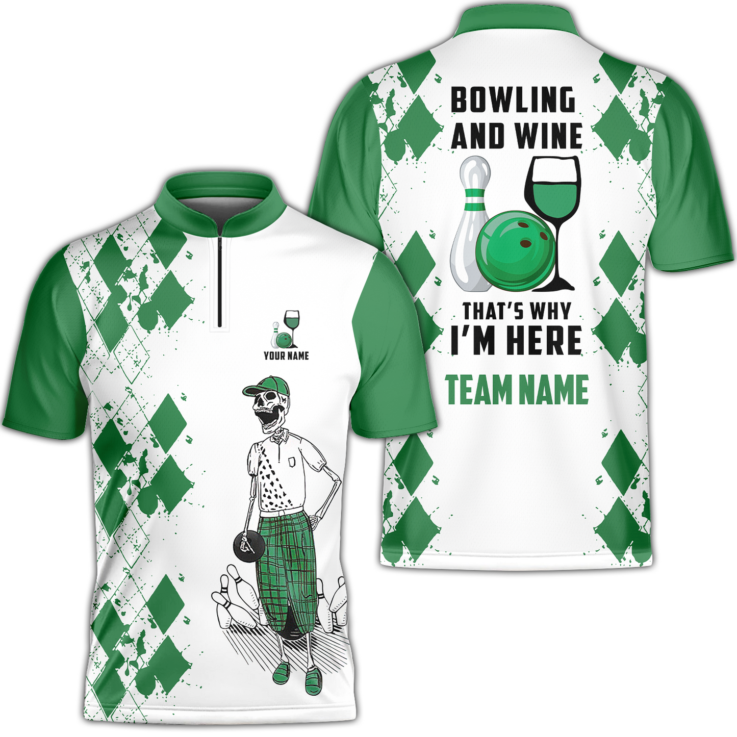 Custom Beer Skull And Bowling Team Jersey Polo Shirts, Bowling Team Uniforms Jerseys, Personalized Name And Team Name