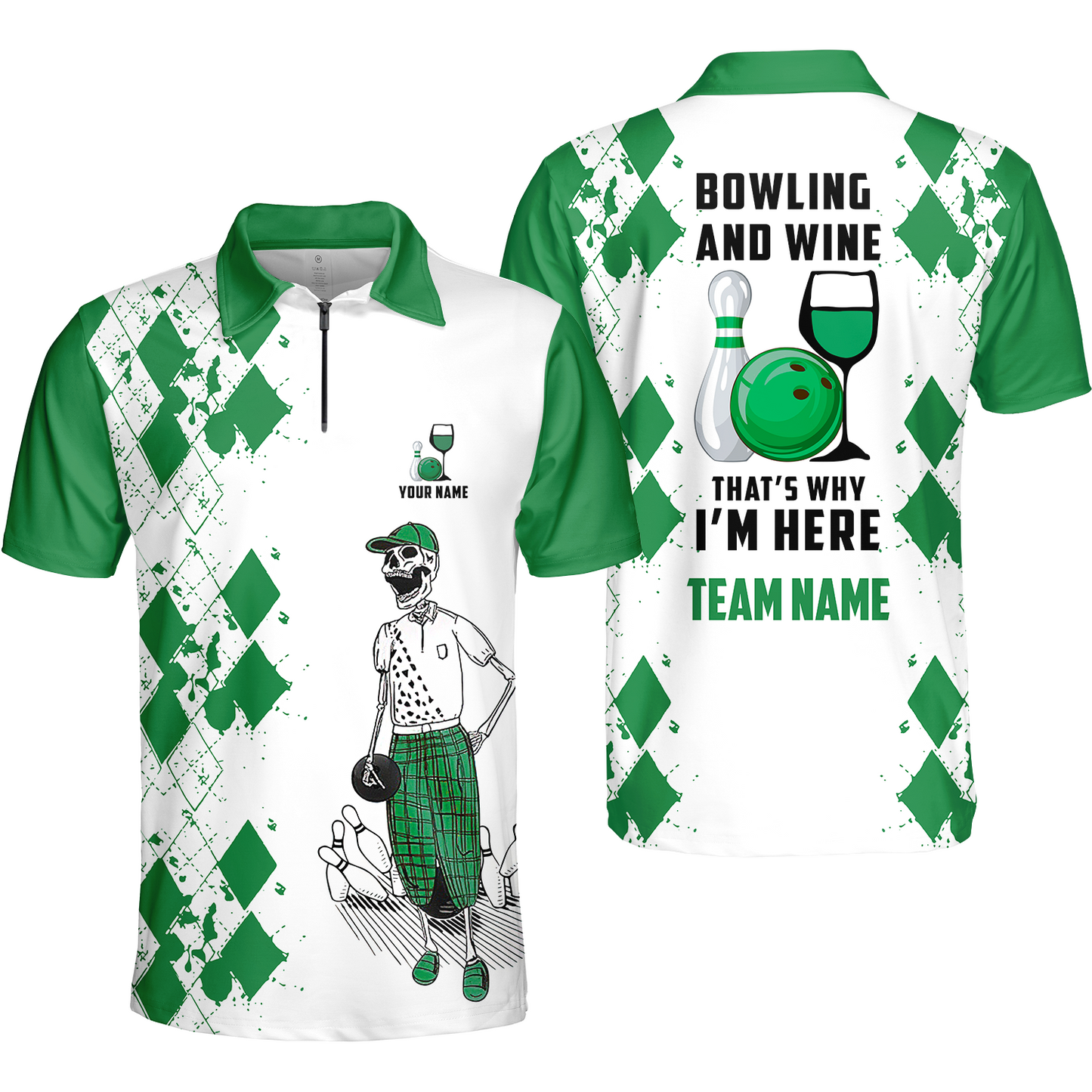 Custom Beer Skull And Bowling Team Jersey Polo Shirts, Bowling Team Uniforms Jerseys, Personalized Name And Team Name