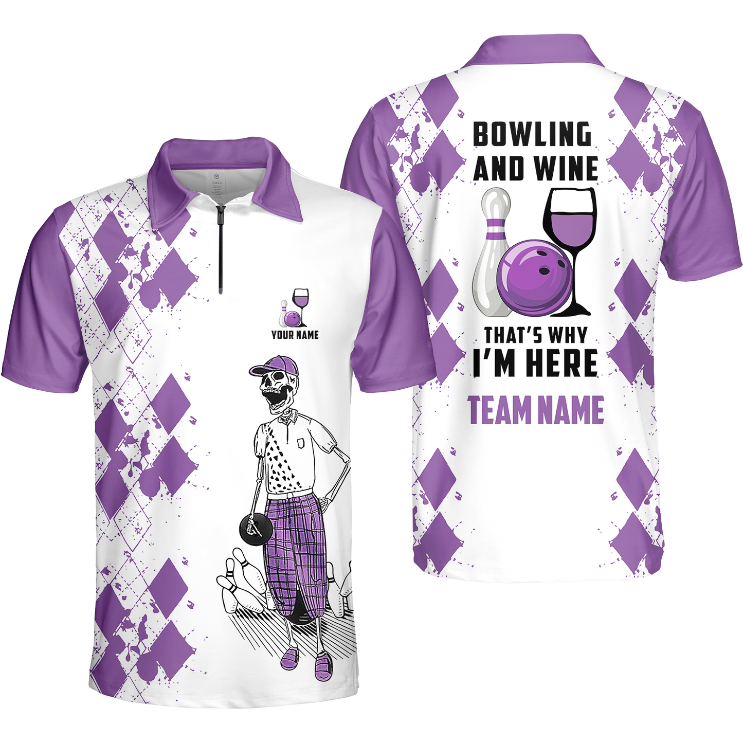 Custom Beer Skull And Bowling Team Jersey Polo Shirts, Bowling Team Uniforms Jerseys, Personalized Name And Team Name