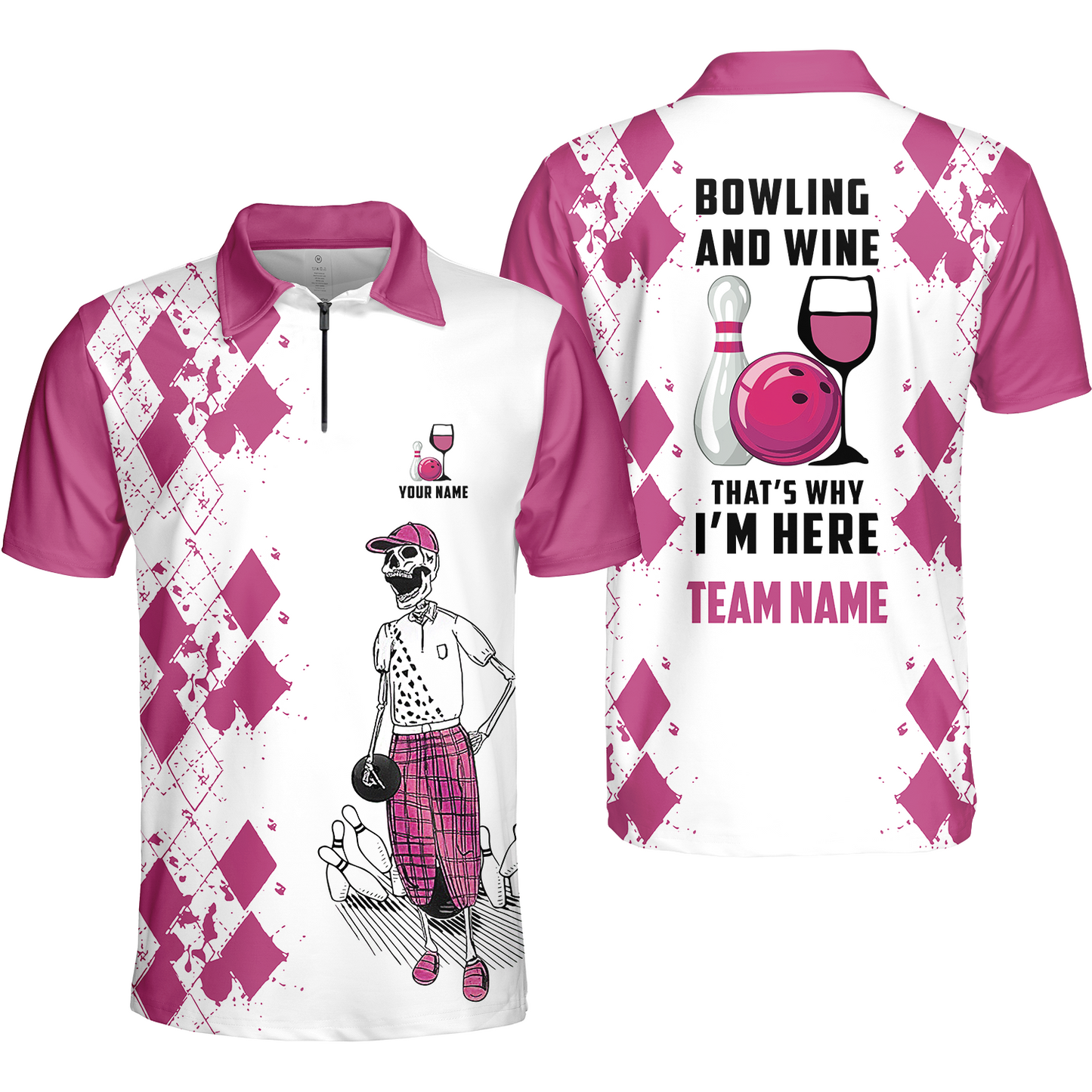 Custom Beer Skull And Bowling Team Jersey Polo Shirts, Bowling Team Uniforms Jerseys, Personalized Name And Team Name