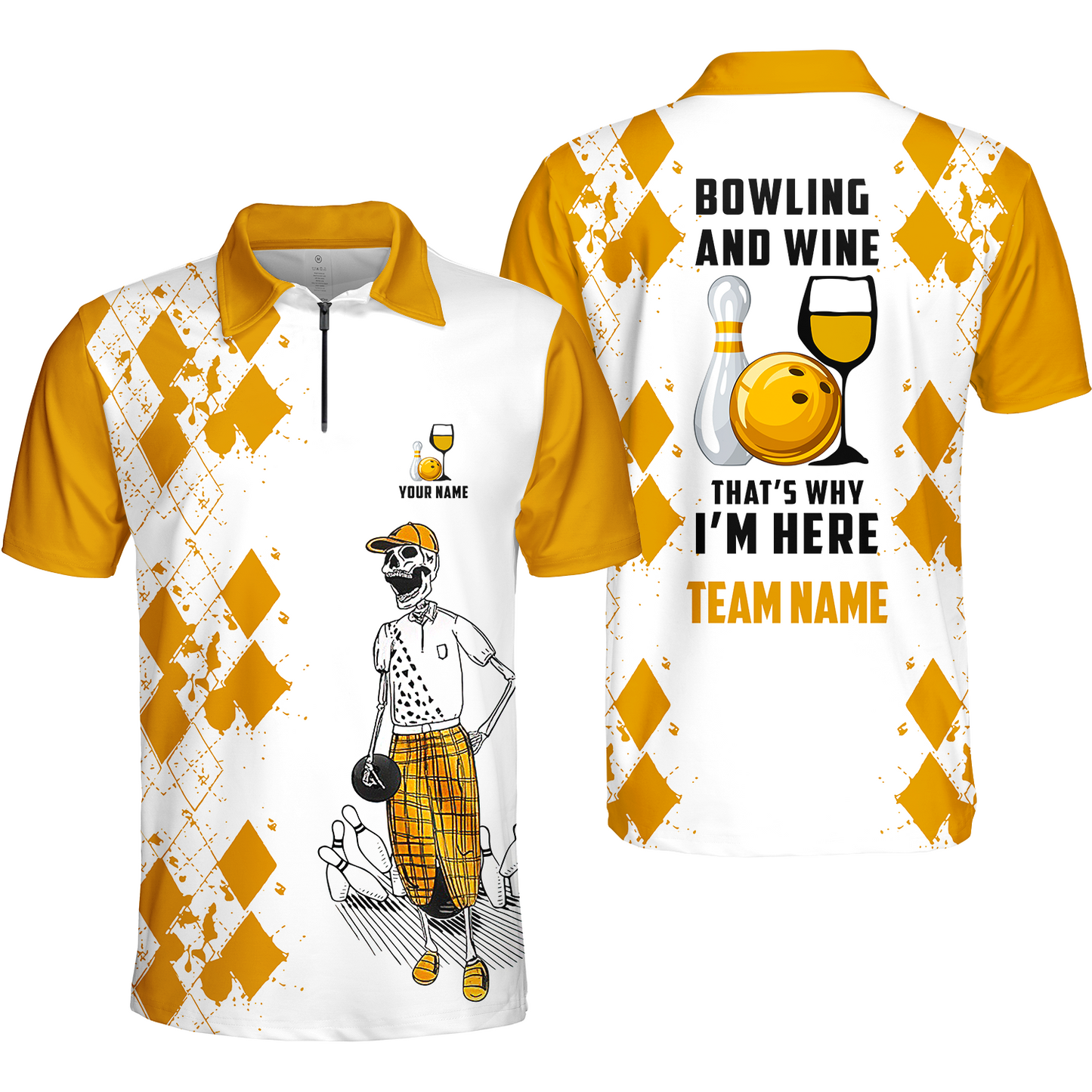 Custom Beer Skull And Bowling Team Jersey Polo Shirts, Bowling Team Uniforms Jerseys, Personalized Name And Team Name