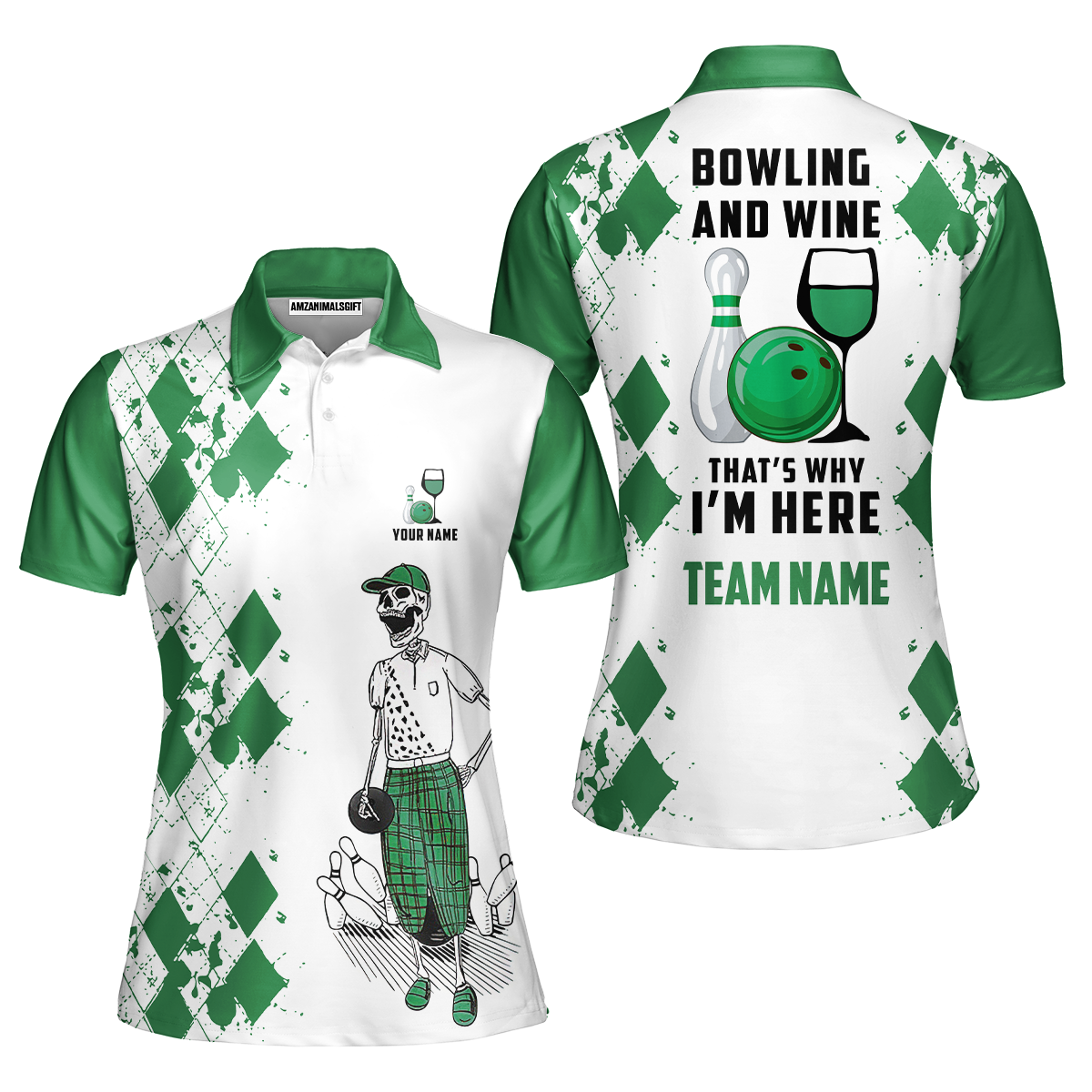 Custom Beer Skull And Bowling Team Jersey Polo Shirts, Bowling Team Uniforms Jerseys, Personalized Name And Team Name