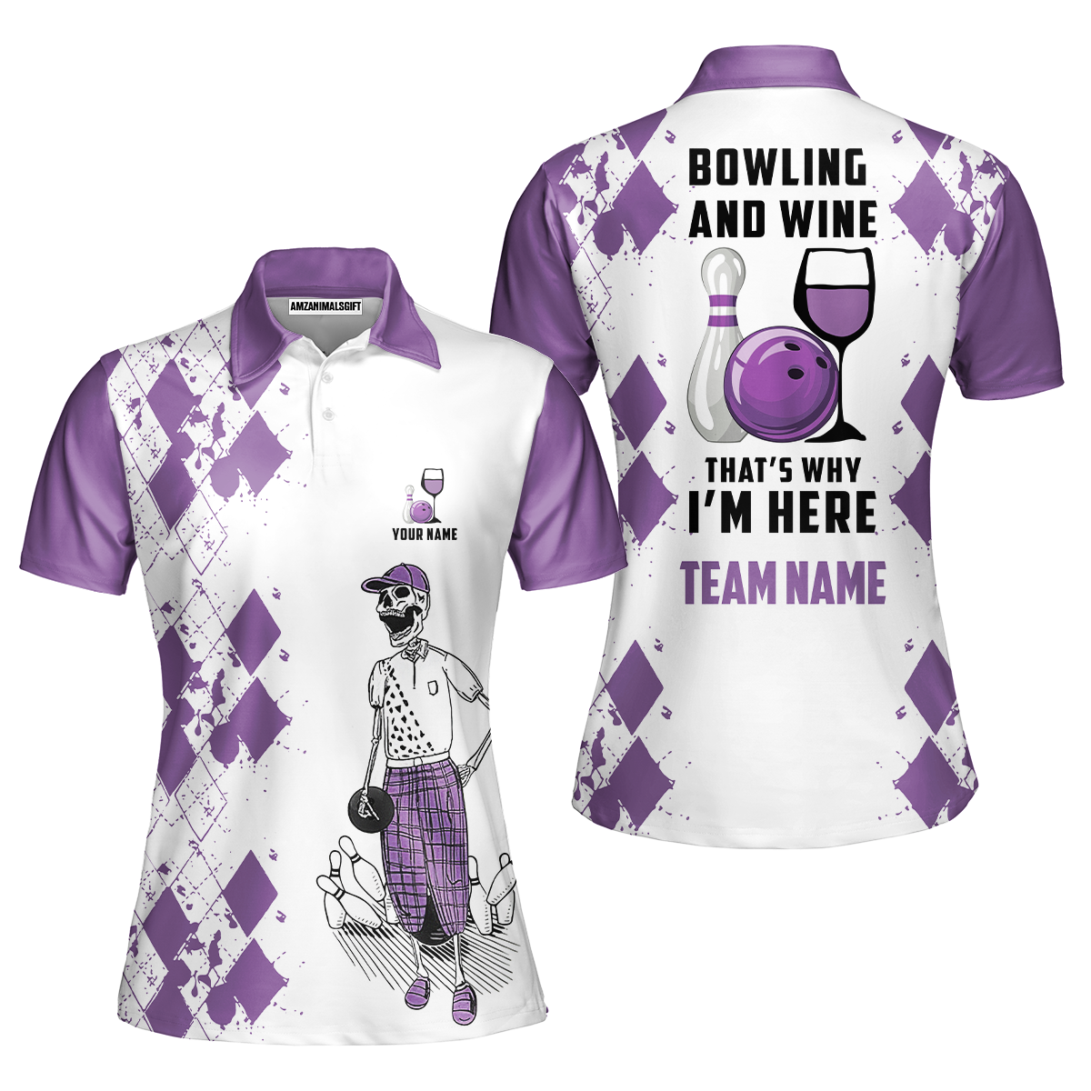 Custom Beer Skull And Bowling Team Jersey Polo Shirts, Bowling Team Uniforms Jerseys, Personalized Name And Team Name