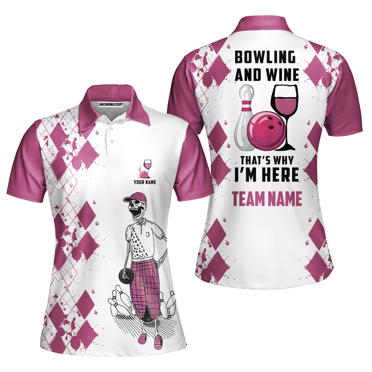 Custom Beer Skull And Bowling Team Jersey Polo Shirts, Bowling Team Uniforms Jerseys, Personalized Name And Team Name