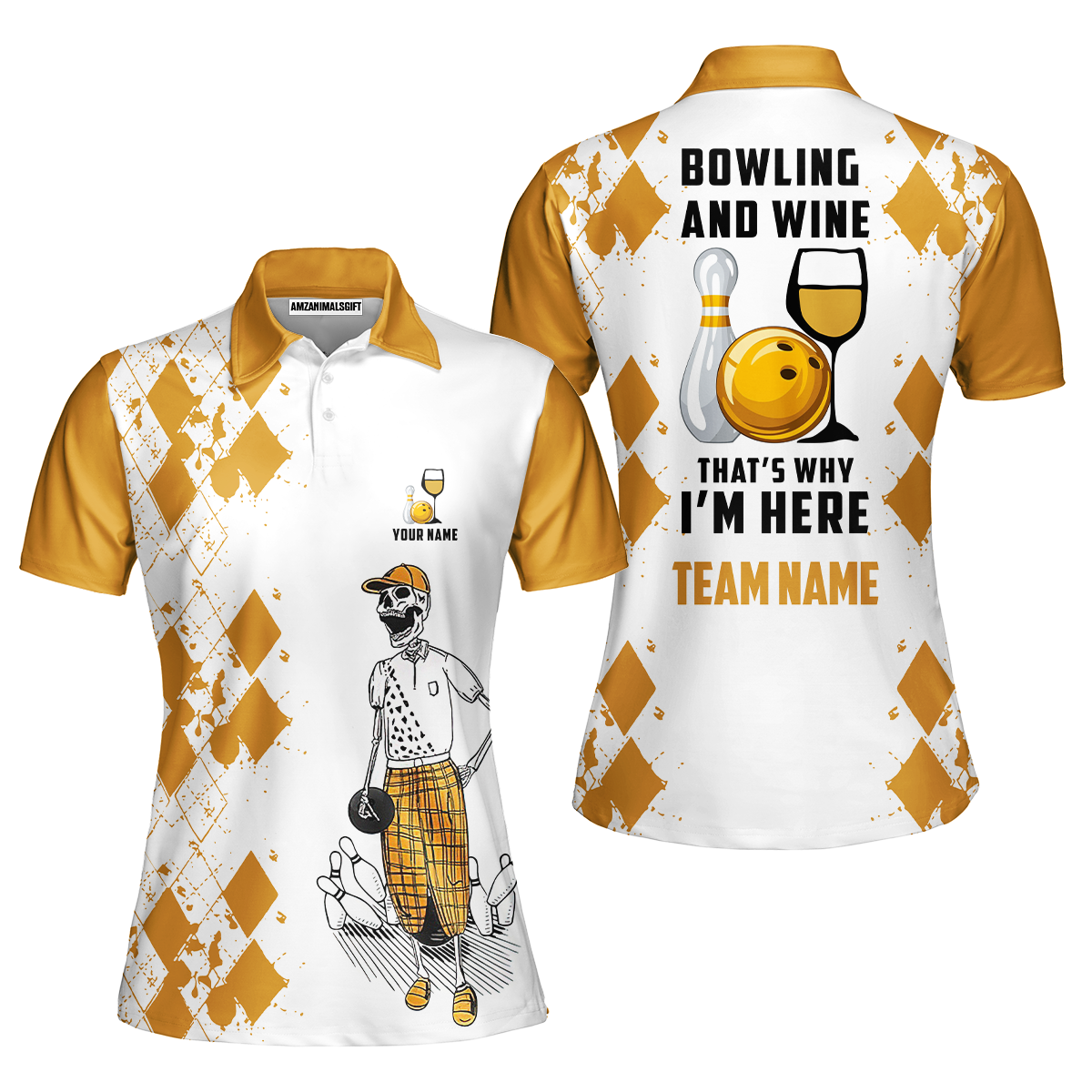 Custom Beer Skull And Bowling Team Jersey Polo Shirts, Bowling Team Uniforms Jerseys, Personalized Name And Team Name