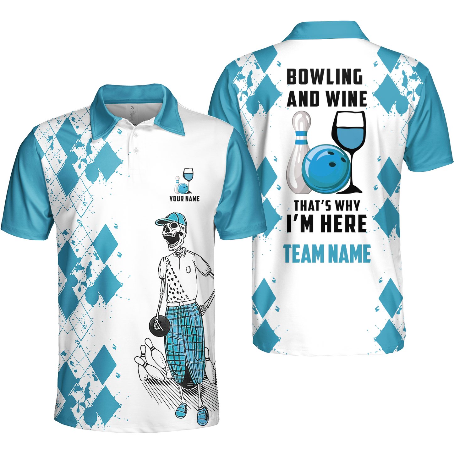 Custom Beer Skull And Bowling Team Jersey Polo Shirts, Bowling Team Uniforms Jerseys, Personalized Name And Team Name