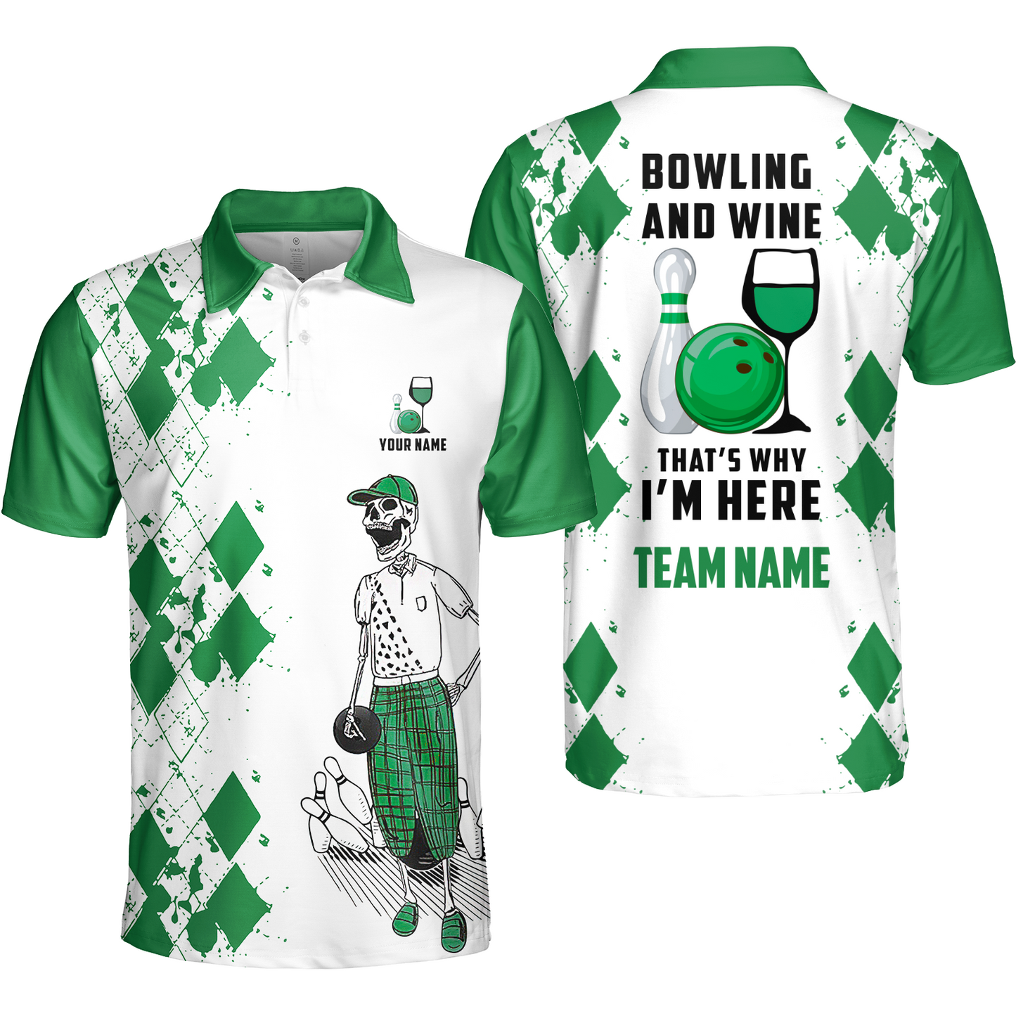 Custom Beer Skull And Bowling Team Jersey Polo Shirts, Bowling Team Uniforms Jerseys, Personalized Name And Team Name