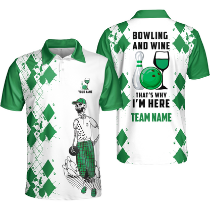 Custom Beer Skull And Bowling Team Jersey Polo Shirts, Bowling Team Uniforms Jerseys, Personalized Name And Team Name