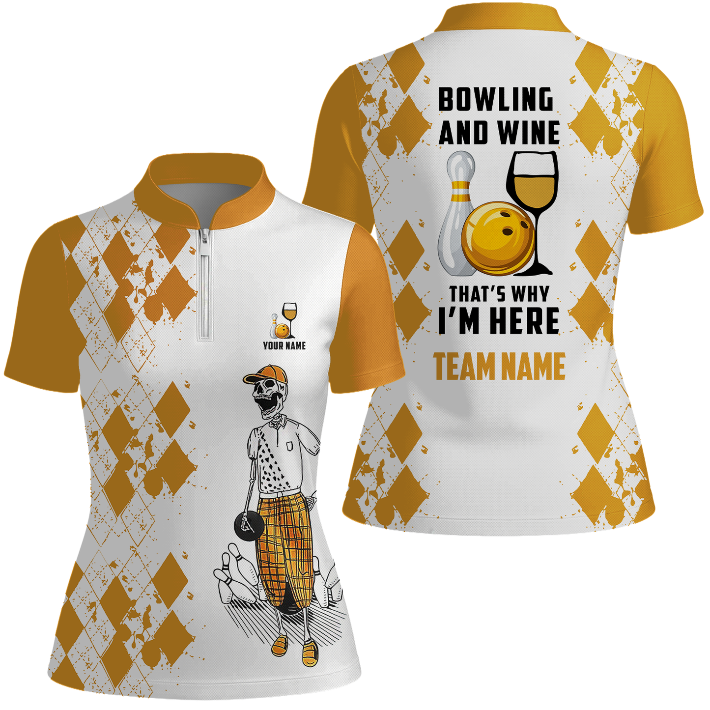 Custom Beer Skull And Bowling Team Jersey Polo Shirts, Bowling Team Uniforms Jerseys, Personalized Name And Team Name