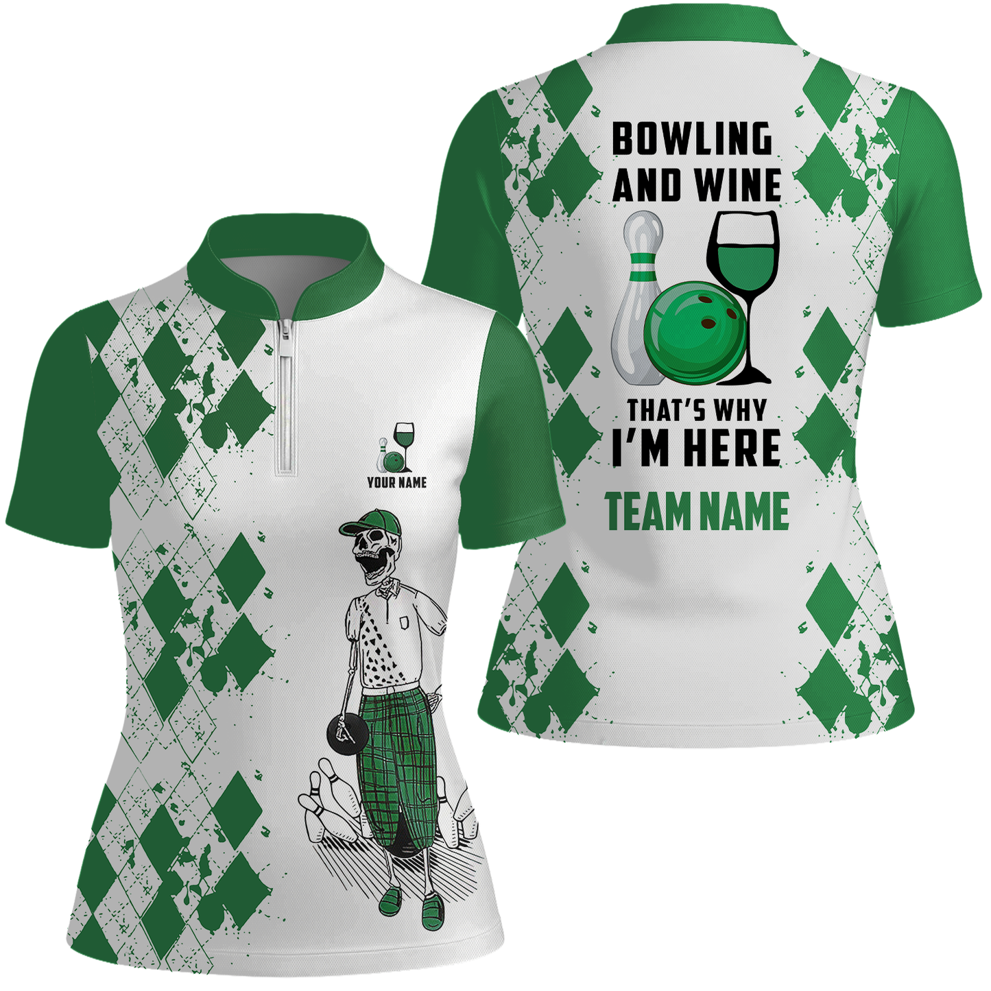 Custom Beer Skull And Bowling Team Jersey Polo Shirts, Bowling Team Uniforms Jerseys, Personalized Name And Team Name