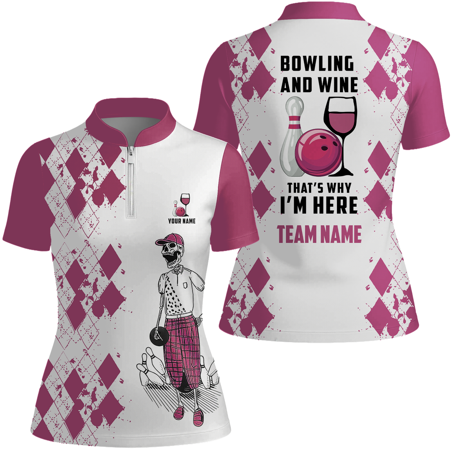 Custom Beer Skull And Bowling Team Jersey Polo Shirts, Bowling Team Uniforms Jerseys, Personalized Name And Team Name