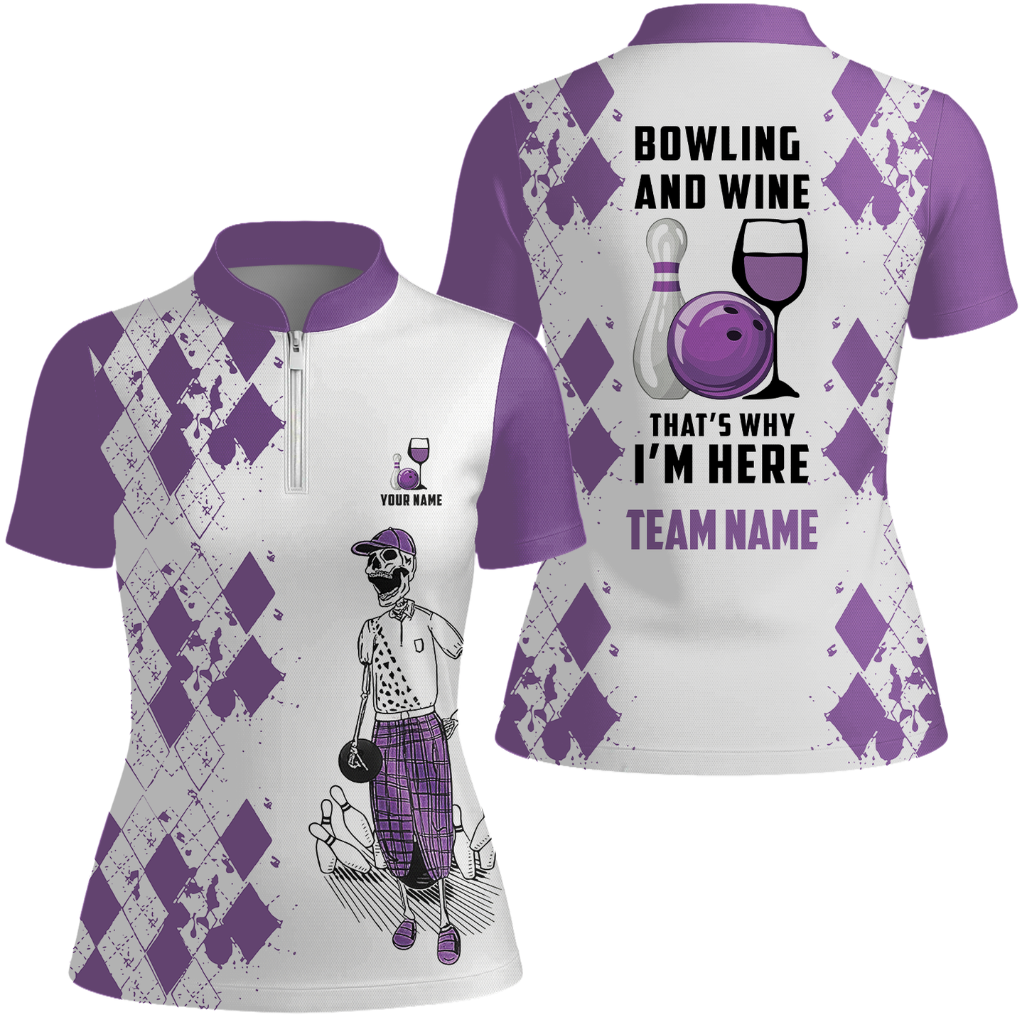 Custom Beer Skull And Bowling Team Jersey Polo Shirts, Bowling Team Uniforms Jerseys, Personalized Name And Team Name