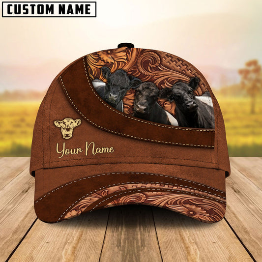 Customized Belted Galloway Cattle Caps, Belted Galloway Cow Leather Carving Pattern Hats, Best Farm Hat For Men Women