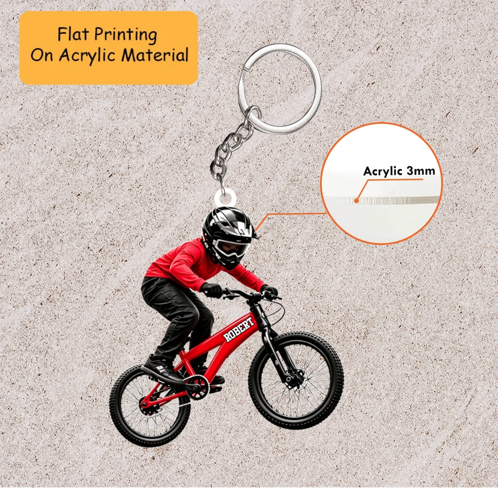 Personalized Mountain Biking Christmas Ornament, Mid Air Jumping MTB Rider, Custom Ornament Christmas Gift, Keychain Biking, Car Ornament Biking