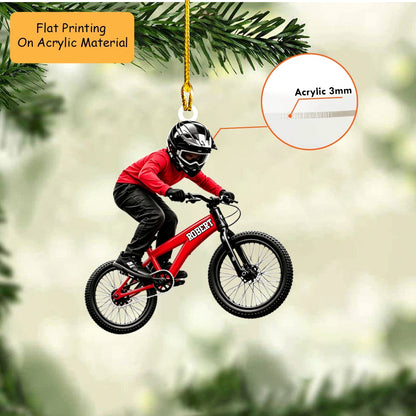 Personalized Mountain Biking Christmas Ornament, Mid Air Jumping MTB Rider, Custom Ornament Christmas Gift, Keychain Biking, Car Ornament Biking