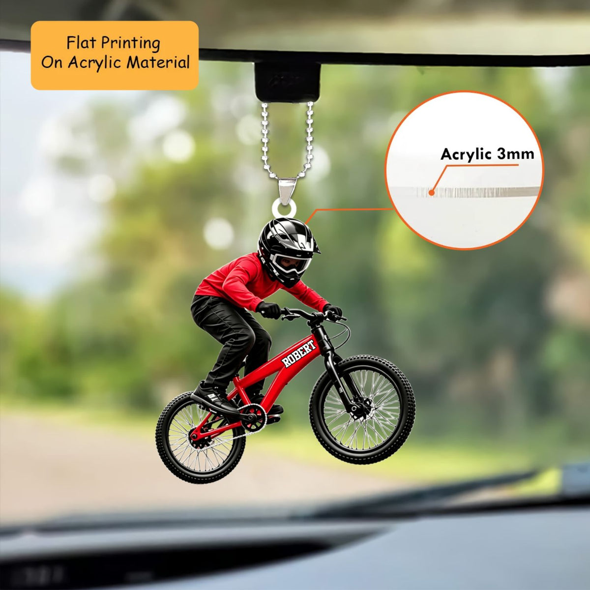 Personalized Mountain Biking Christmas Ornament, Mid Air Jumping MTB Rider, Custom Ornament Christmas Gift, Keychain Biking, Car Ornament Biking
