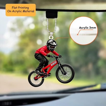 Personalized Mountain Biking Christmas Ornament, Mid Air Jumping MTB Rider, Custom Ornament Christmas Gift, Keychain Biking, Car Ornament Biking