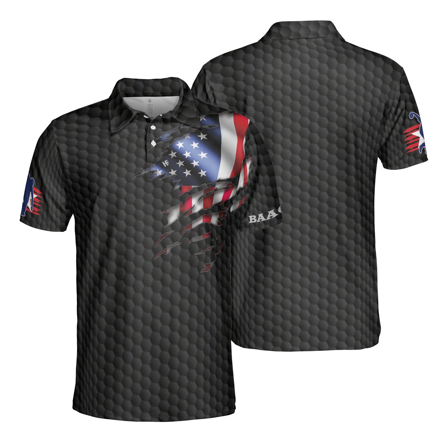 Bowling Men Polo Shirt - Black American Flag Bowling Custom Bowling Polo Shirt - Best Bowling Polo Shirt For Men
