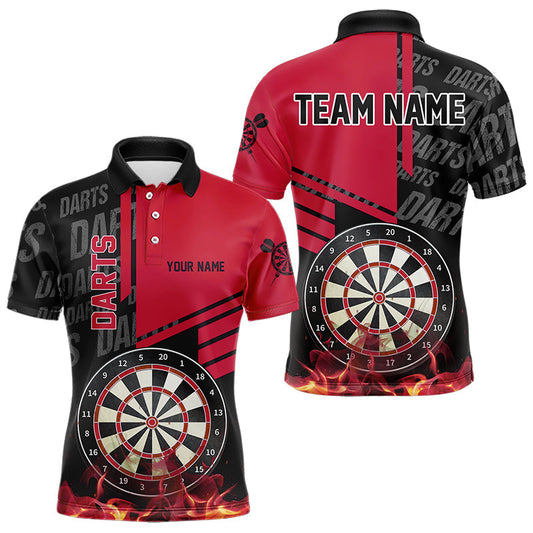 Custom Fire Darts Men Polo Team Shirts, Custom Darts League Team Jersey Polo , Custom Darts Team Jerseys Uniform