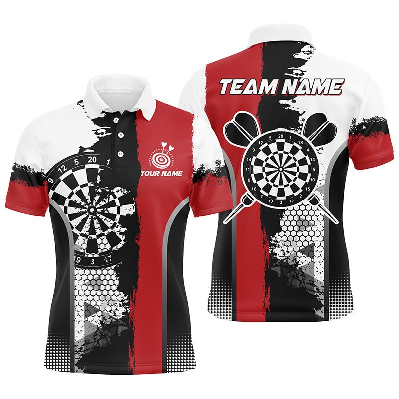 Custom Grunge Style Darts Team Jersey Polo Quarter-Zip Shirts, Custom Darts Team Jerseys Uniform, Personalized Name And Team Name
