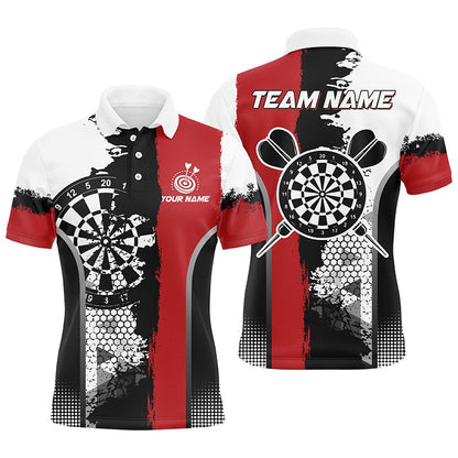 Custom Grunge Style Darts Team Jersey Polo Quarter-Zip Shirts, Custom Darts Team Jerseys Uniform, Personalized Name And Team Name