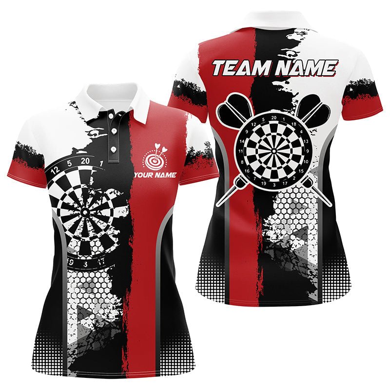 Custom Grunge Style Darts Team Jersey Polo Quarter-Zip Shirts, Custom Darts Team Jerseys Uniform, Personalized Name And Team Name