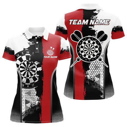 Custom Grunge Style Darts Team Jersey Polo Quarter-Zip Shirts, Custom Darts Team Jerseys Uniform, Personalized Name And Team Name