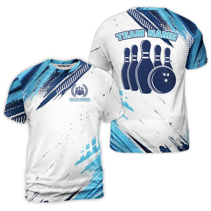 Custom Bowling Team Jerseys Polo Shirts, Blue Bowling uniforms - Personalized Name And Team Name