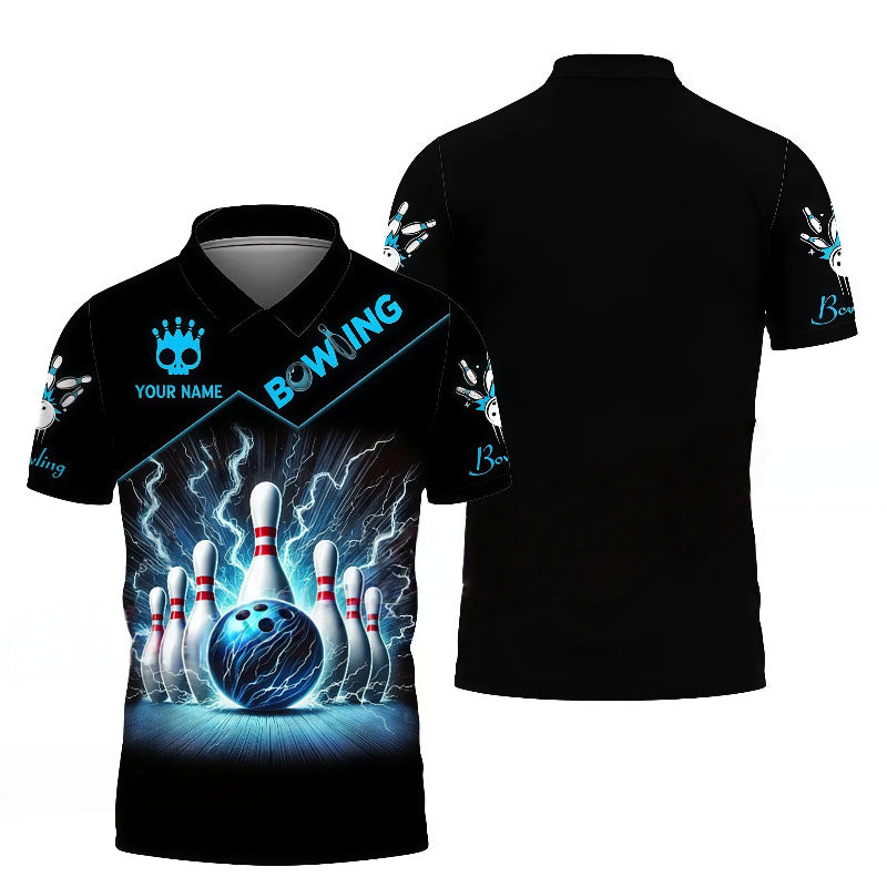 Blue Bowling Ball Electric Unisex Polo Shirt