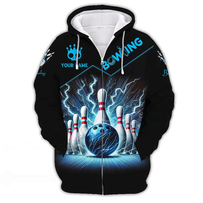 Blue Bowling Ball Electric Zip Hoodie