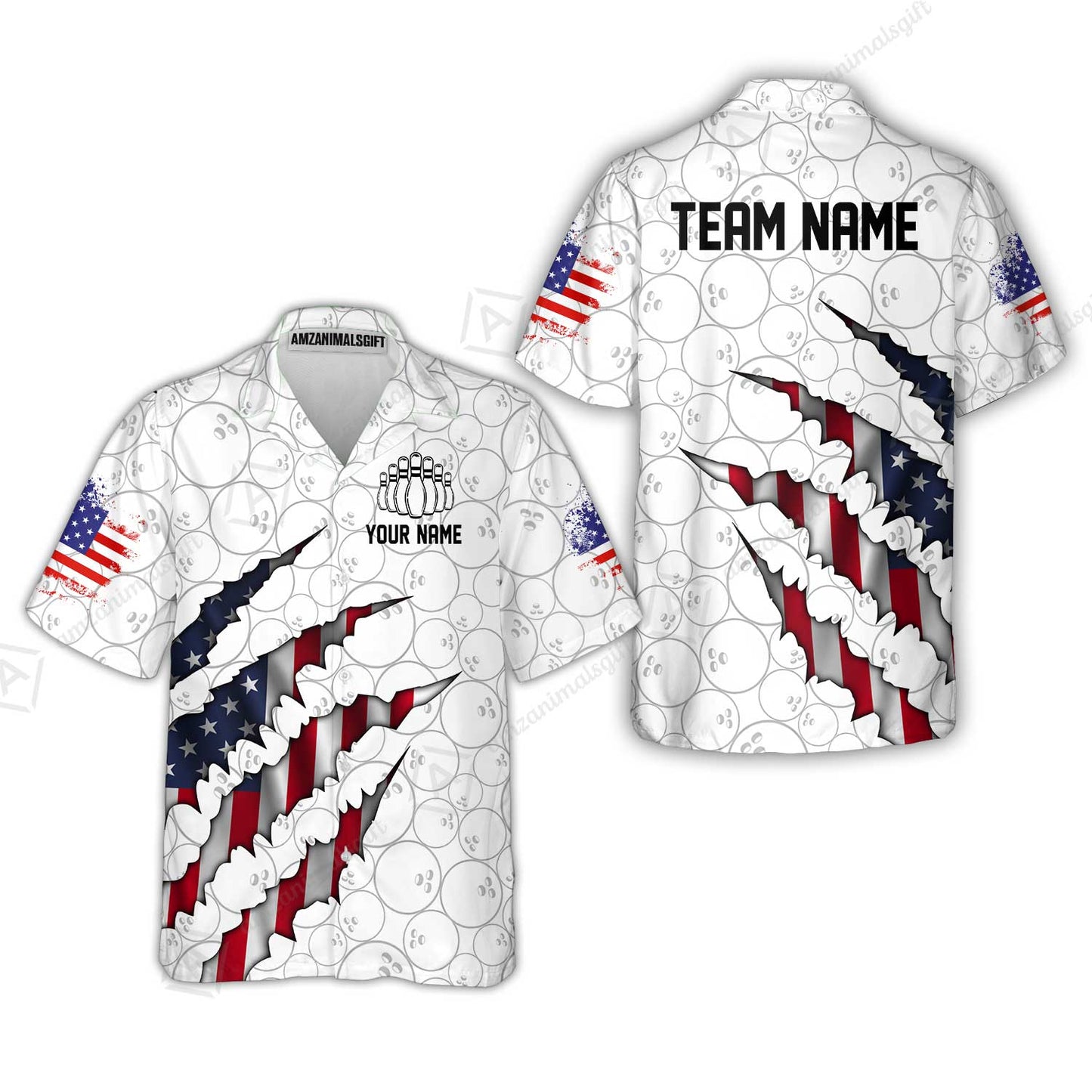 Personalized Bowling Quarter-Zip Jersey Shirt, Bowling American Flag Scratches Shirt For Patriotic Team Men Women Bowlers