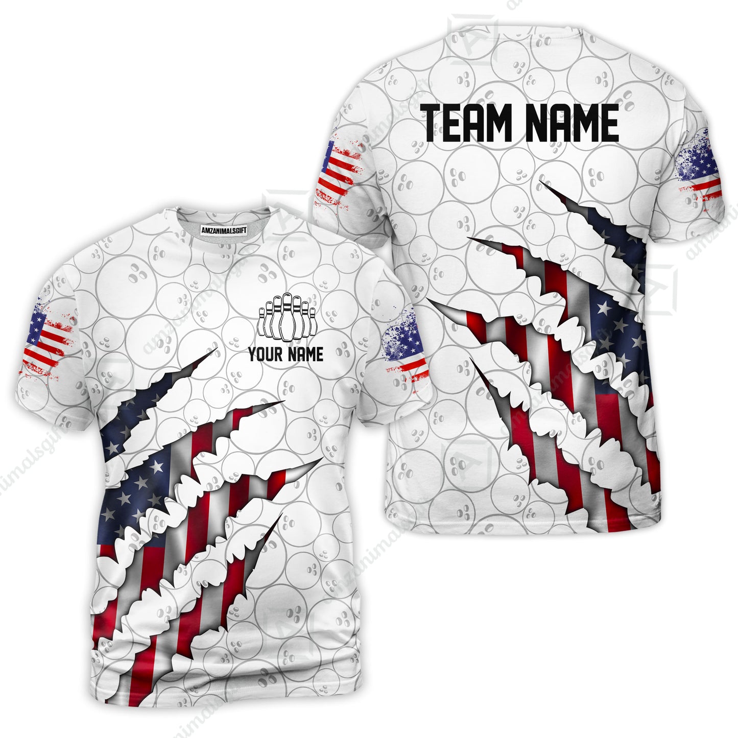 Personalized Bowling Quarter-Zip Jersey Shirt, Bowling American Flag Scratches Shirt For Patriotic Team Men Women Bowlers